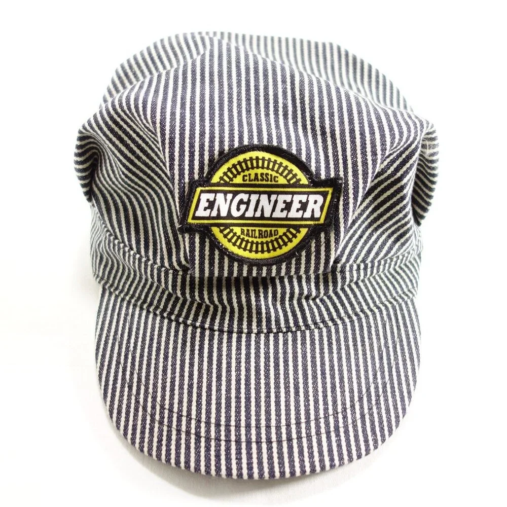 Classic Railroad Engineer Patch Striped Conductors Youth Hat‎ Cap